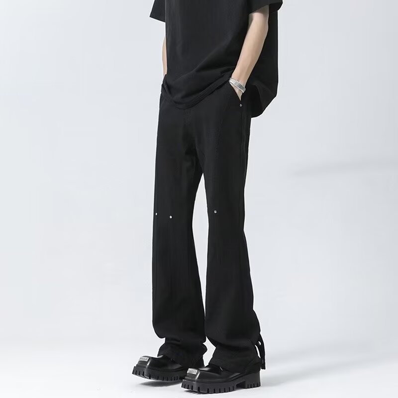 Pantalones vaqueros con botones viejos lavados de la calle americana Pantalones largos de estilo vibe rectos sueltos de primavera y otoño para hombres