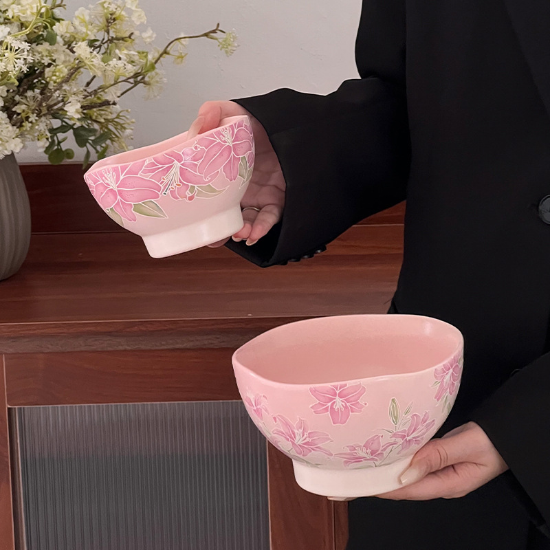 Shang 'en cerámica pequeña fresca cubiertos de cerámica doméstica esmaltado platos de platos de arroz caseros de sopa de bolos de regalo