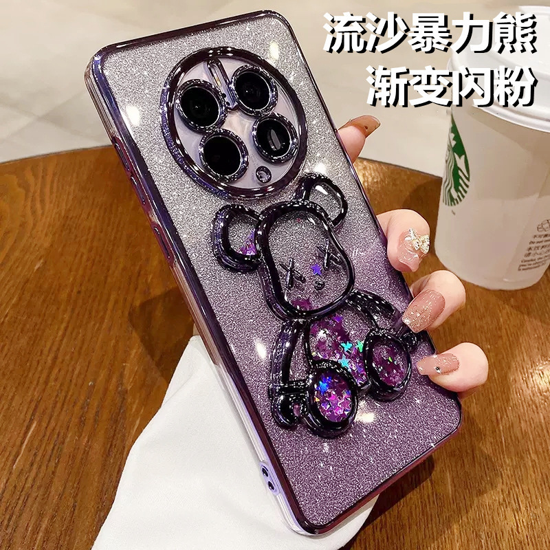 Huawei Mate70pro 流砂バイオレントクマ携帯電話ケース Puro70pro 電気メッキ x200 落下防止保護カバーに適しています。|undefined