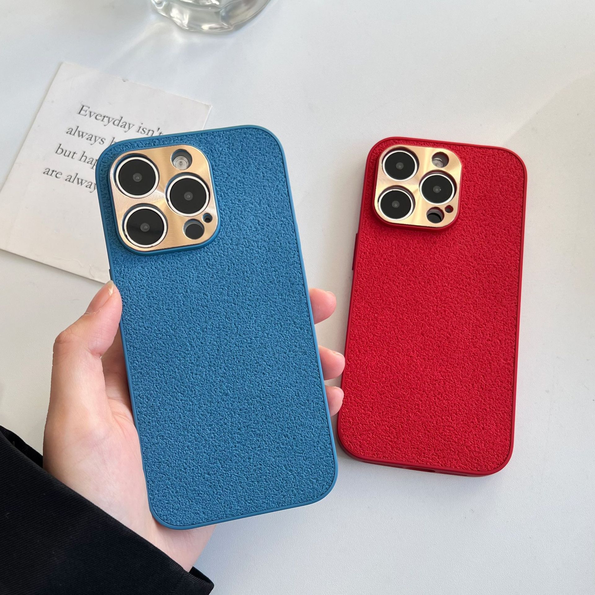 Otoño e invierno color sólido patrón de pozo de luna para Apple 16ProMax funda para teléfono móvil iphone14 simple 15 hombres y mujeres 13 todo incluido