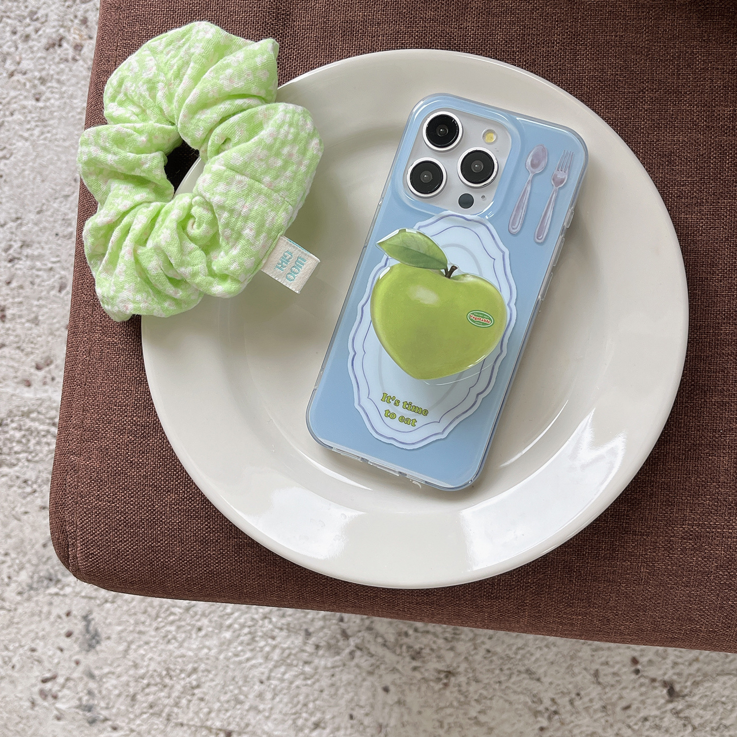 Fun nicho plato verde manzana para iPhone16 funda para teléfono móvil 15ProMax verano 14/13 nuevo 16Pro