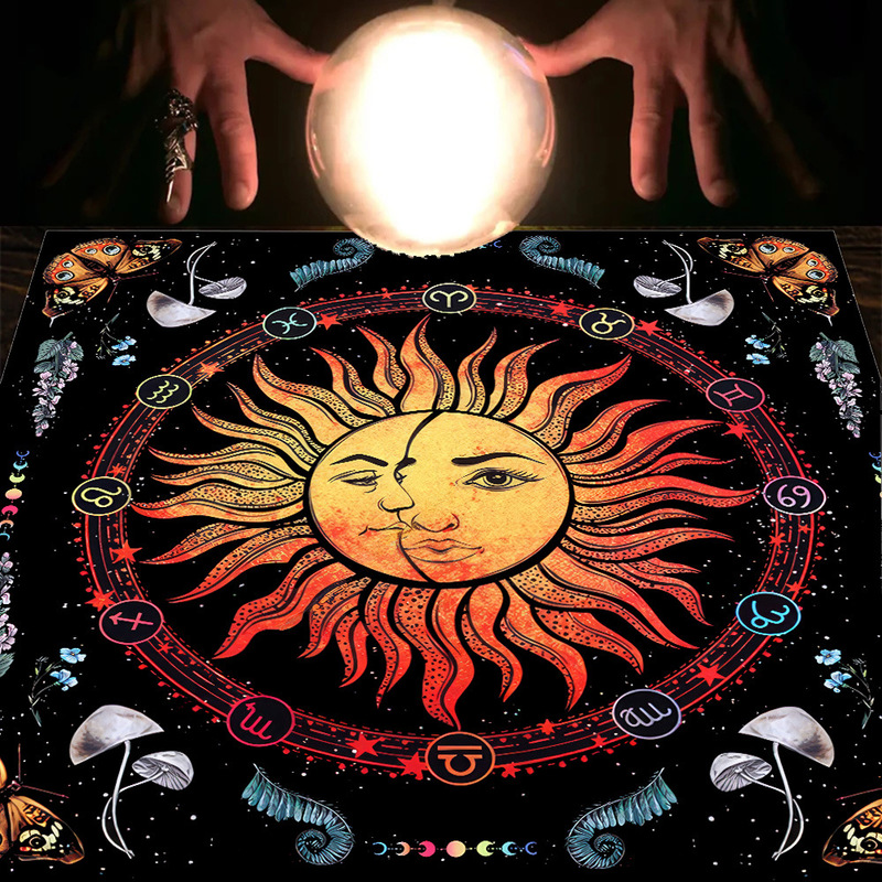タロットテーブルクロスTarot Tablecloth布パッドタロット月相太陽生命樹綿布テーブルクロス|undefined