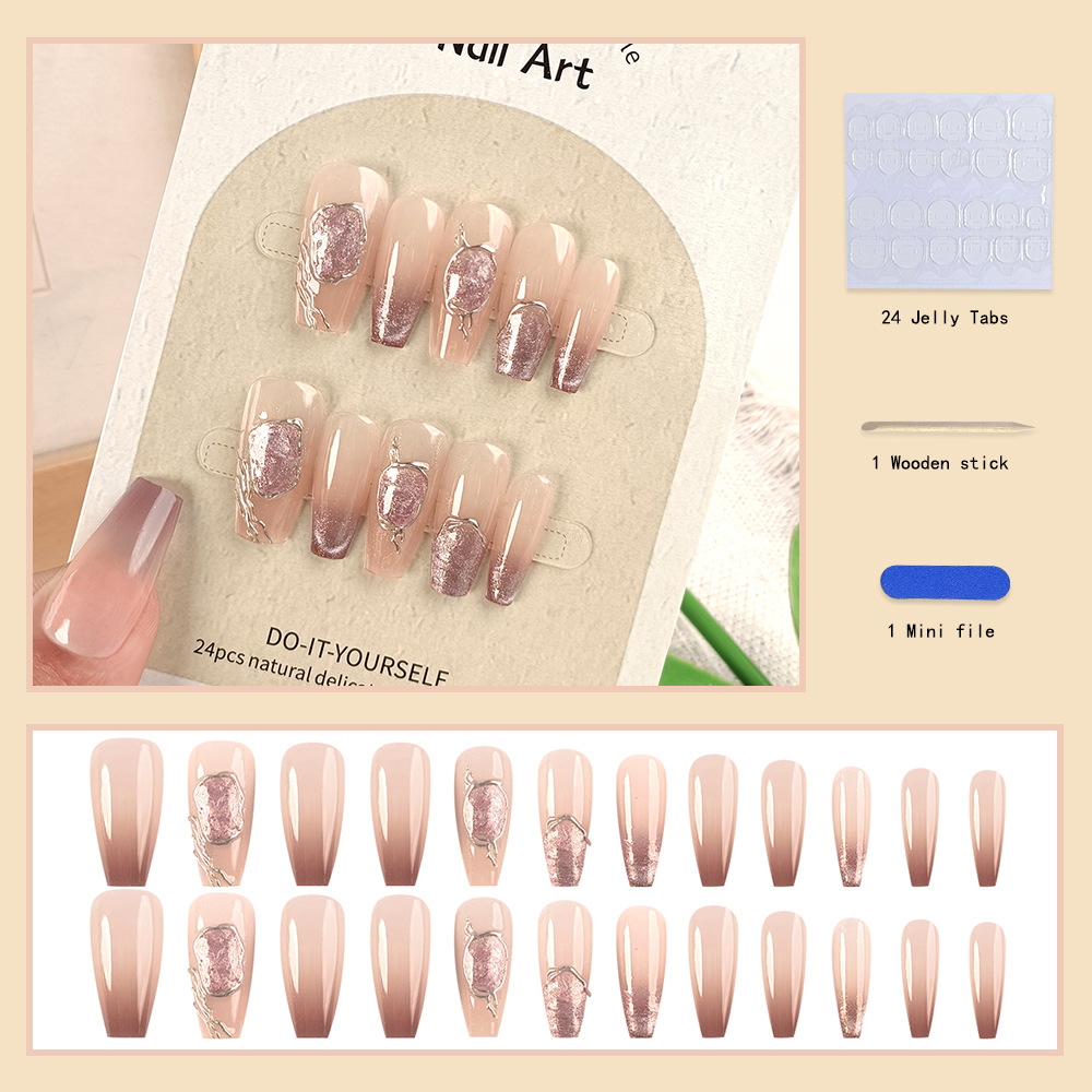 Armor portátil hecho a mano Xiaohongshu Douyin estilo explosivo fototerapia parche de uñas tridimensional 24 piezas uñas postizas image 14
