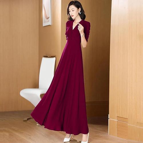 2024 Autumn New Plus Size High-Waist Long-Sleeve Dress with Elegant Slimming Style and Fashion Flared Skirt Knee-Length Dress