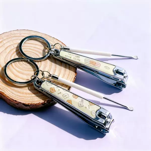 Creative Cute Butter Bear Keychain Nail Clipper Set Ear Scoop Cartoon Bestie Couple Key Chain Pendant