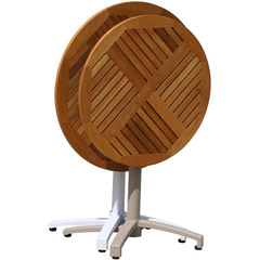 Outdoor table, folding balcony small round table, teak ironwork boutique hotel outdoor garden terrace coffee table and chair set