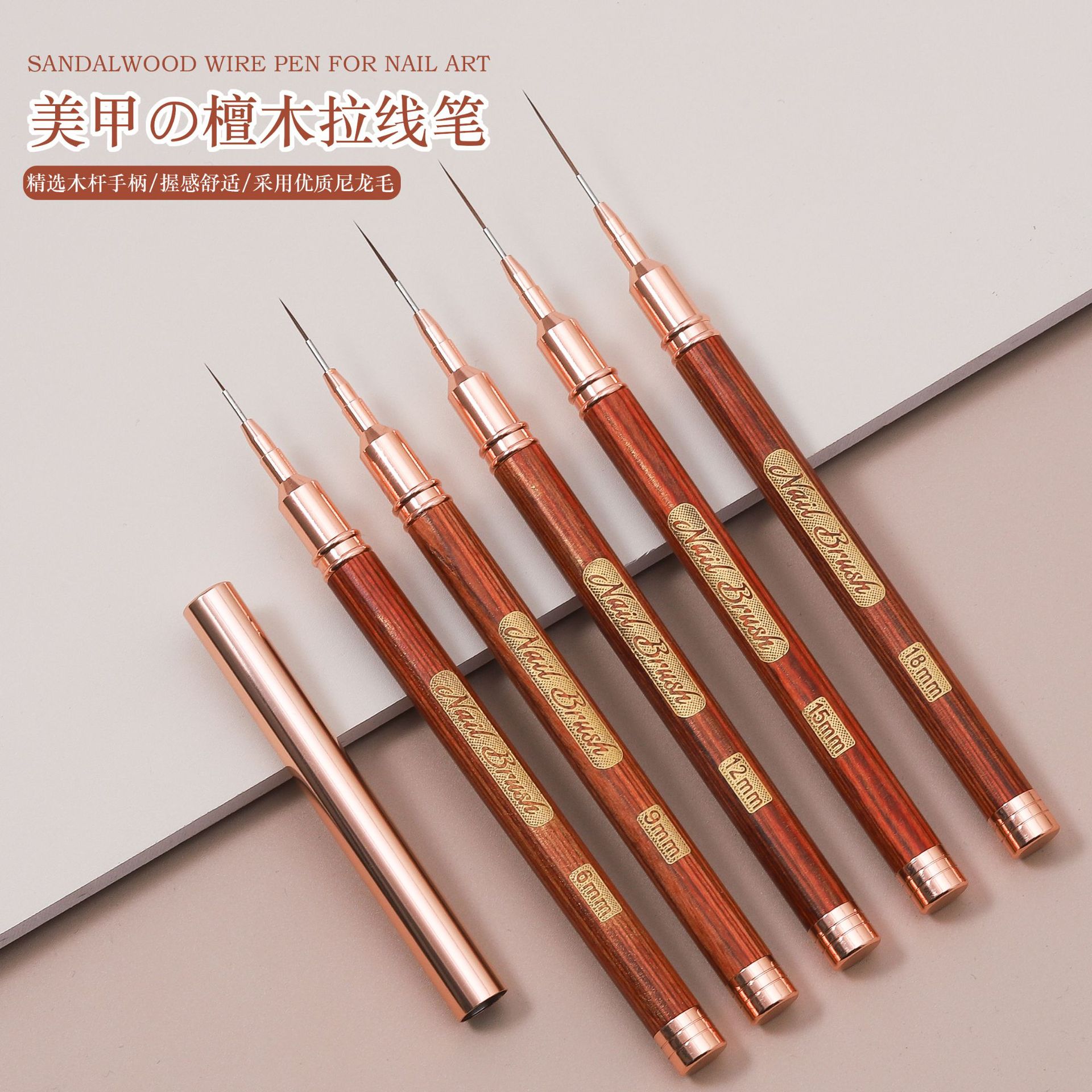 5 bolígrafos de alambre de sándalo en polvo dorado
