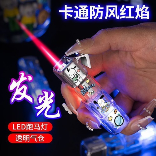 Dice flashing light pink flame Kurome Sanrio transparent lighter inflatable windproof technology sense for men