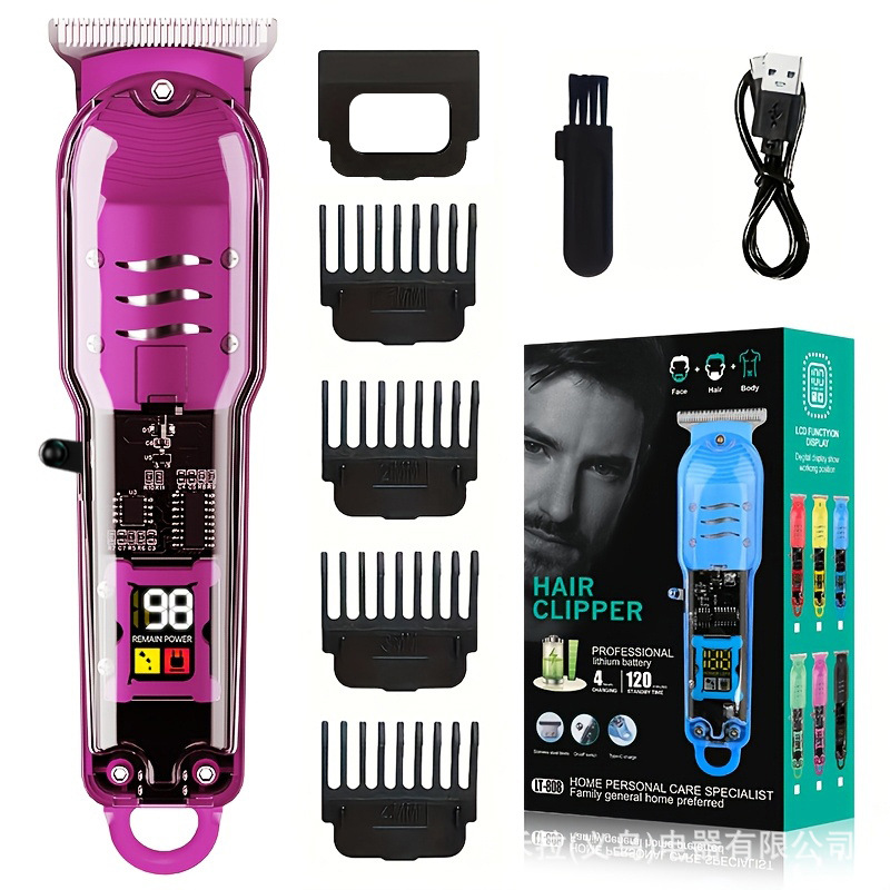 Cortadora de pelo transparente para peluquería, cortadora de pelo especial, barbería profesional, afeitadora eléctrica