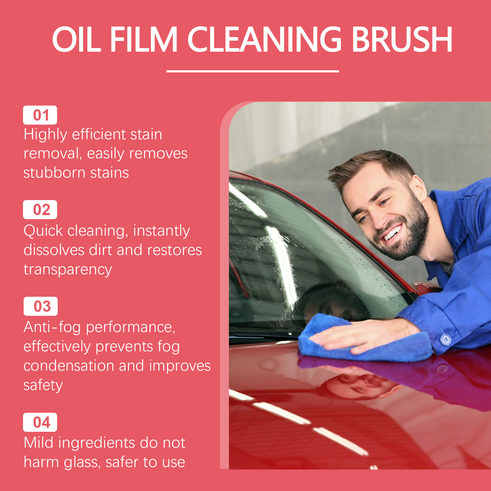 Limpieza de película de aceite de vidrio del automóvil para eliminar la suciedad del espejo retrovisor cepillo de limpieza de ventanas del automóvil image 4