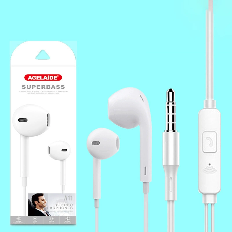 Wired earphones model 611, universal 3.5 mm or Type‑C, inline mic and volume control