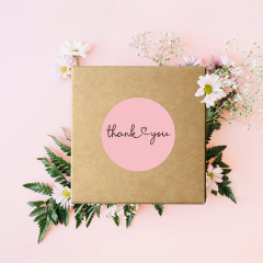 Circular roll watercolor pink thank you craft decoration envelope seal sticker gratitude sticker paper label