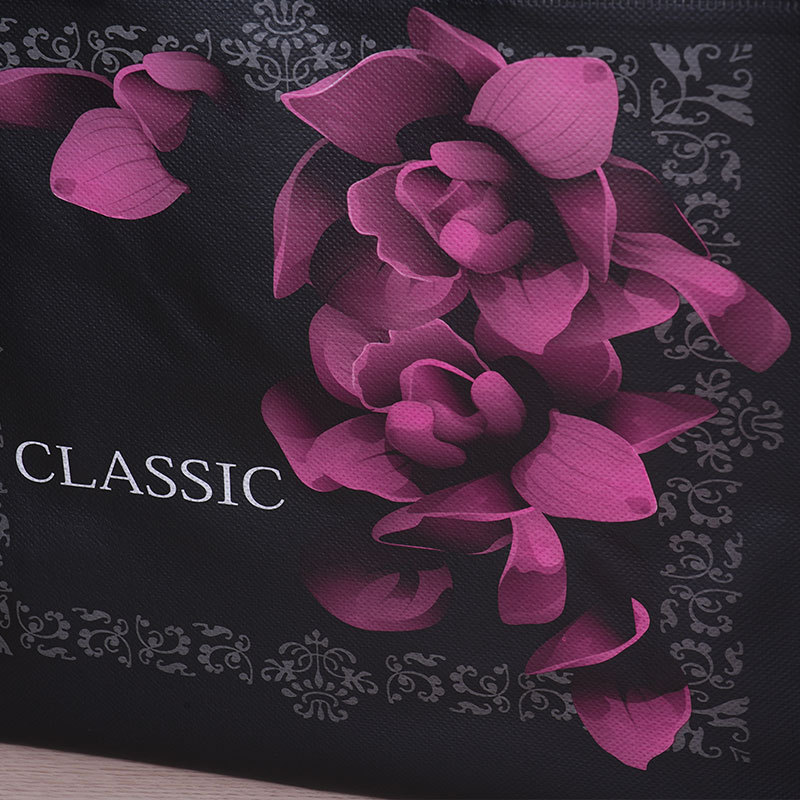 Embalaje de ropa roja bolsas de compras clásicas bolsas de mano no tejidas estereoscópicas de moda impresión en color de película - rosa negra