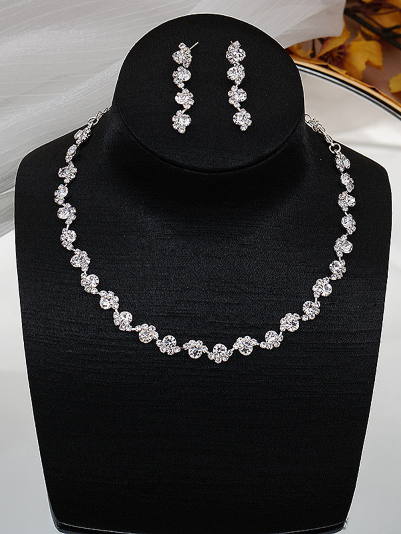 Pendientes, pulsera, collar, conjunto de joyería de 2 piezas, cadena de garra, novia, fresco, regalo de fiesta de cumpleaños, conjunto estilo fragancia pequeña