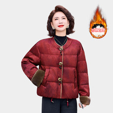 新中式复古棉服女短款棉衣长袖冬季宴会时尚保暖纯白棉妈妈装外套