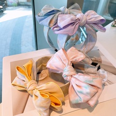 莫奈的調色板~韓國時尚個性潑墨扎染寬版大蝴蝶結立體發箍發卡飾