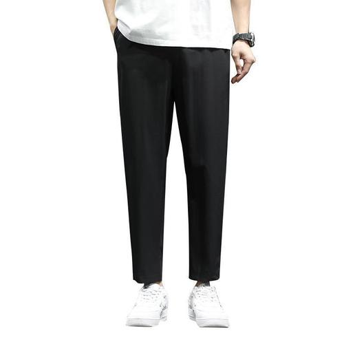 Summer thin ice silk quick-drying casual pants for men, Korean style trendy summer new loose sports anklet nine-minute pants