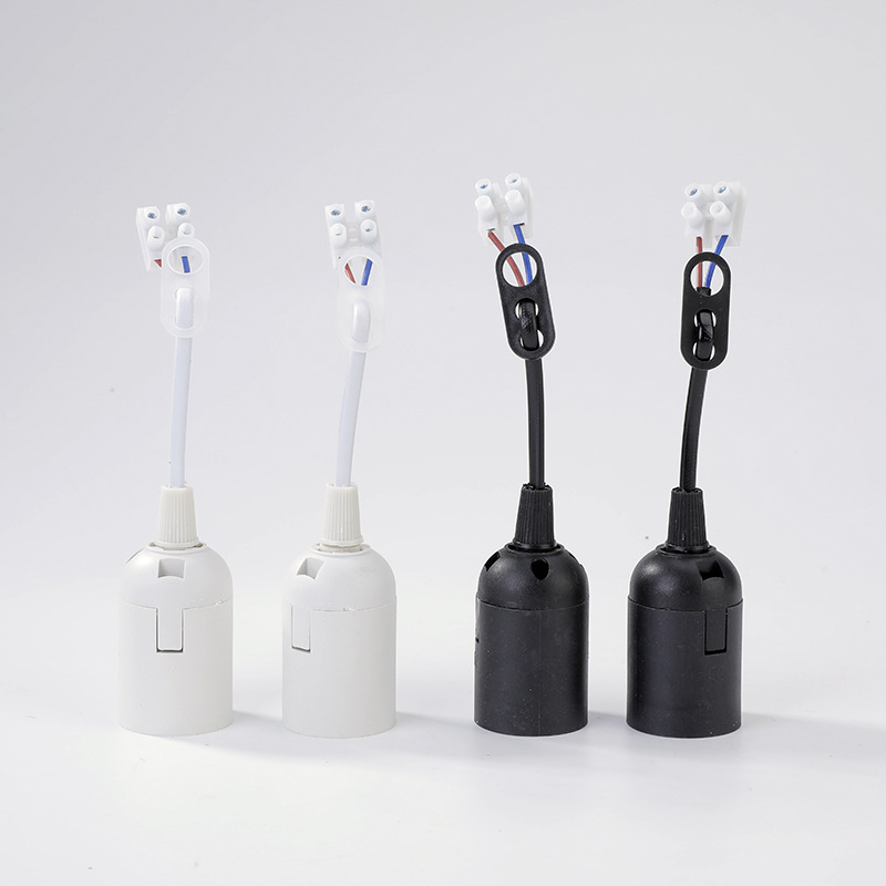 Cross-Border E27 Screw Lamp Holder, Bare E27 Lamp Holder with Wire Terminal, Chandelier Accessories, Lamp Holder