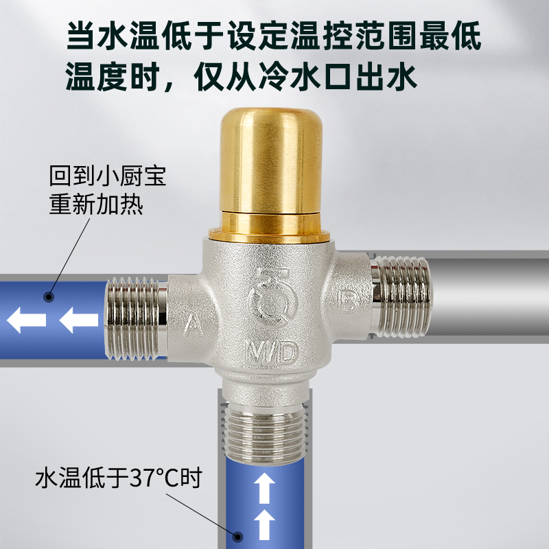 小厨宝零冷水智能恒温阀切换阀温控阀黄铜太阳能燃气热水器4分