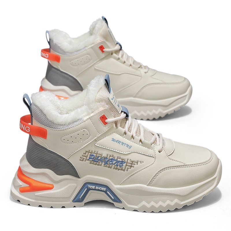 Zapatos de algodón de alta parte, zapatos deportivos de baloncesto de fondo grueso de ocio para hombres en invierno, zapatos de algodón cálidos al aire libre para jóvenes con terciopelo image 6