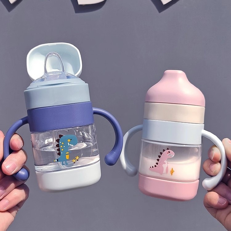 Zhaolong tazas de bebida de aprendizaje tazas de boca de pato 6 meses para evitar asfixia tazas de botellas de paja de plástico HDPC tazas anti-asfixia diseño