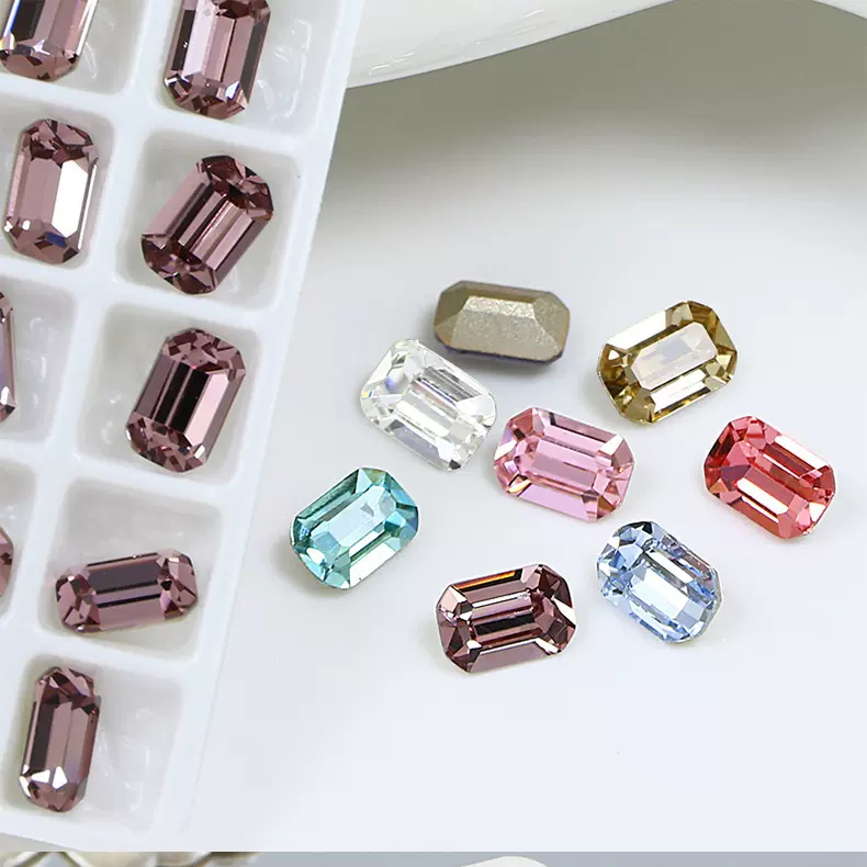 东洲水晶6*8八角尖底钻爆闪k9玻璃宝石切水钻饰品配件美甲指甲