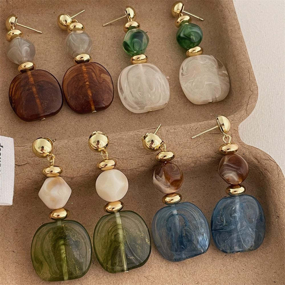 12g Weight 925 Sterling Silver Ear Needle Material Drop Earrings Classification 1 Pair Quantity Date Occasion Alloy, Resin Material Geometric, Water Droplets Pattern All Seasons Season Women's Gender Plating Design Modern Style, Simple Style Style 1 Pair Modern Style Simple Style Geometric Water Droplets Plating Alloy Resin Drop Earrings 12