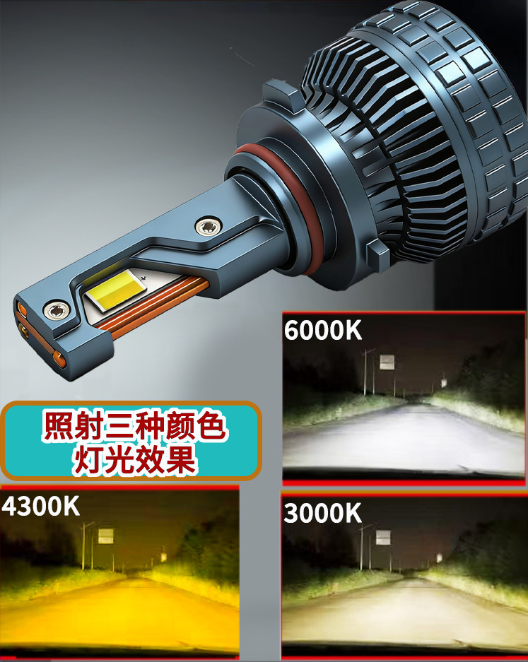 N15S Three-Color Car Led Headlights High-Power H7H4H1190059012 Remote Control Car High and Low Beam Bulbs