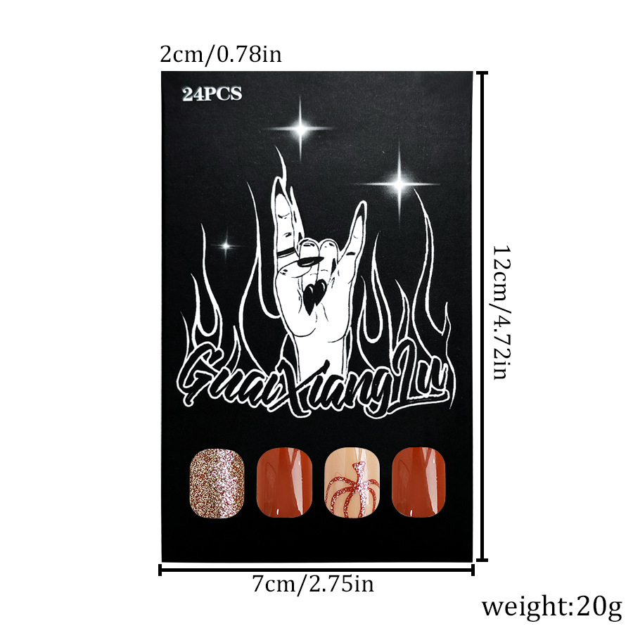 Short Glitter Square Armor Halloween Dark Orange Pumpkin Glitter Wear Armor 20.24 million Holy Festival New 24 Pieces for Women_voghion.com