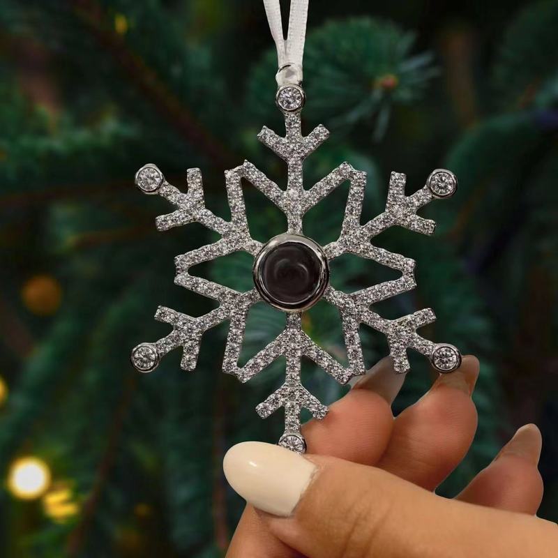 Christmas Thanksgiving Gift Snowflake Projection Necklace Pendant Customized with Colorful Pictures and Photos