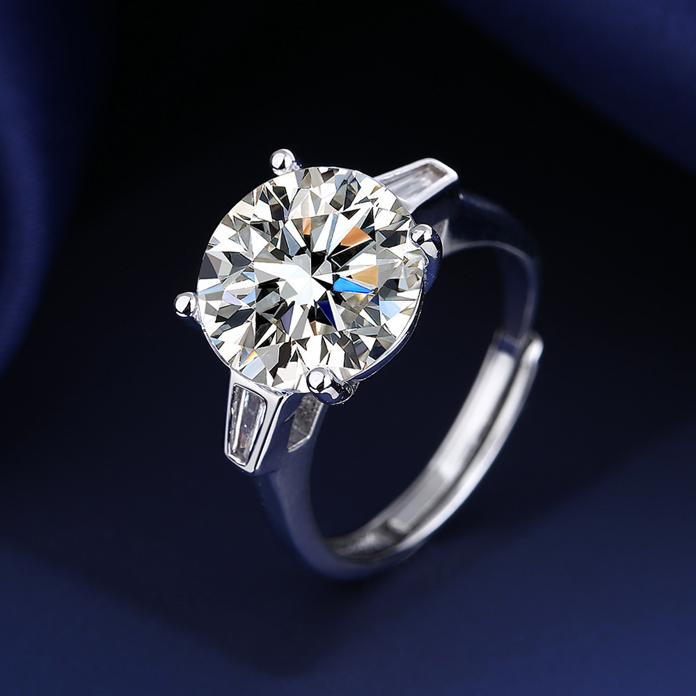 Douyin's Best-Selling Rich Woman's Five-Carat Diamond Ring Round Diamond Engagement Ring Novel Zircon Ring Manufacturer Wholesale