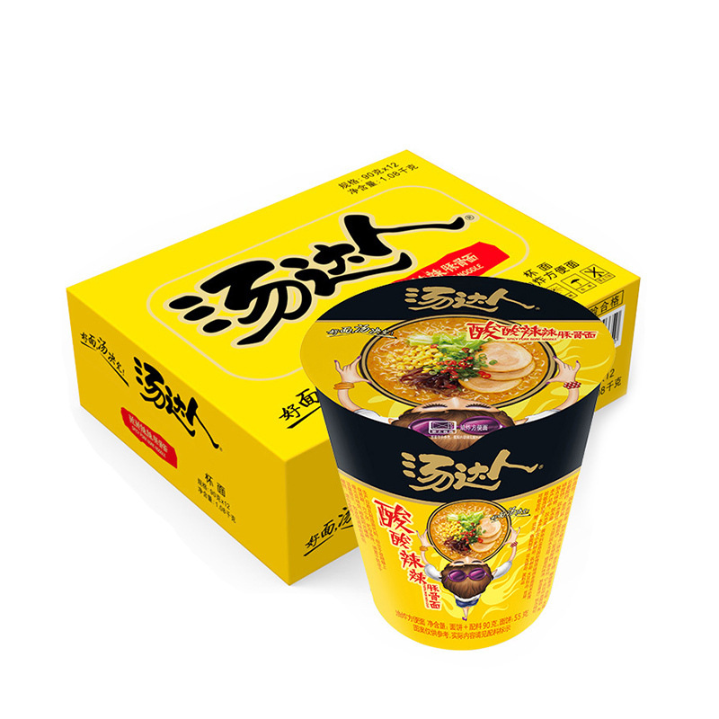 统一方便面汤达人酸酸辣辣豚骨面83/90g*12杯