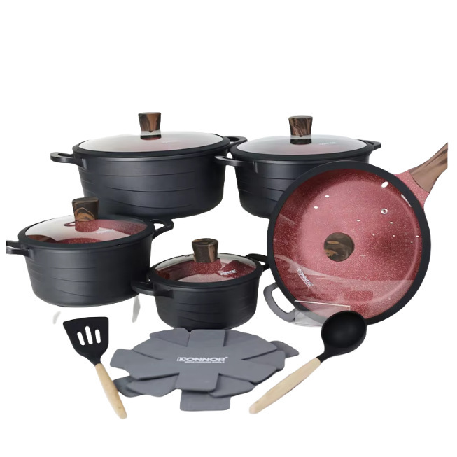 DONNOR estriado ondulado 15 piezas antiadherente cocina granito mármol cocina