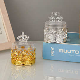 新款皇冠造型透明电镀塑料糖果盒厂家批发小物件收纳盒子满月回礼