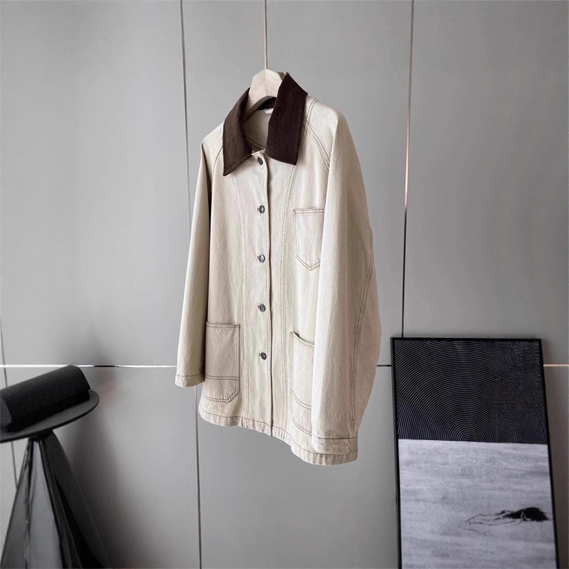 Rare! Synchronized! Real Z! Authentic Material! ~ Eco-Friendly Cotton Spliced Corduroy Collar Denim Hunting Jacket