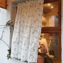 免打孔田园清新丁香半帘隔断帘布艺窗帘飘卧室书房魔术贴短帘批发