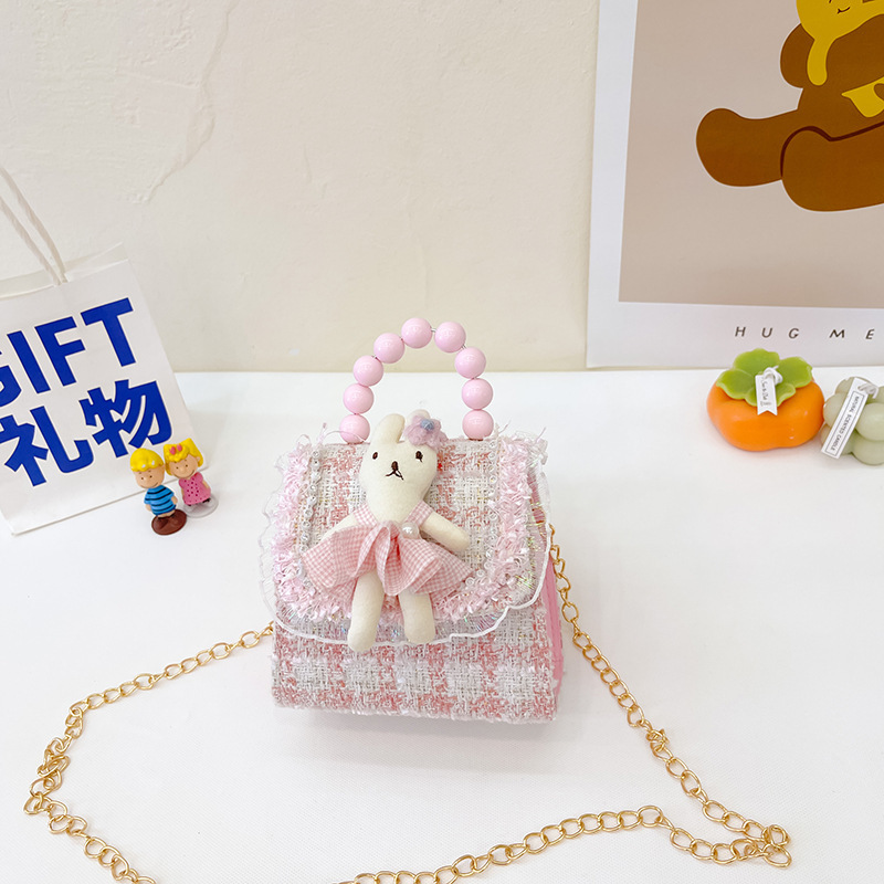 Estilo coreano princesa bolsa de mensajero mini bebé estilo occidental Chanel estilo cadena bolsa pequeña bolsa cuadrada conejito de dibujos animados bolsa de hombro
