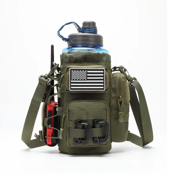 Cross-Border Outdoor Tactical Water Bottle Bag, Gym Portable Water Cup Holder, Multi-Pocket Bag, Water Bottle Bag with Shoulder Strap