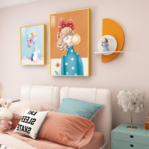 Children's room large decorative painting for boy and girl rooms, wall hanging, bedside background wall decoration, vertical bedroom painting
