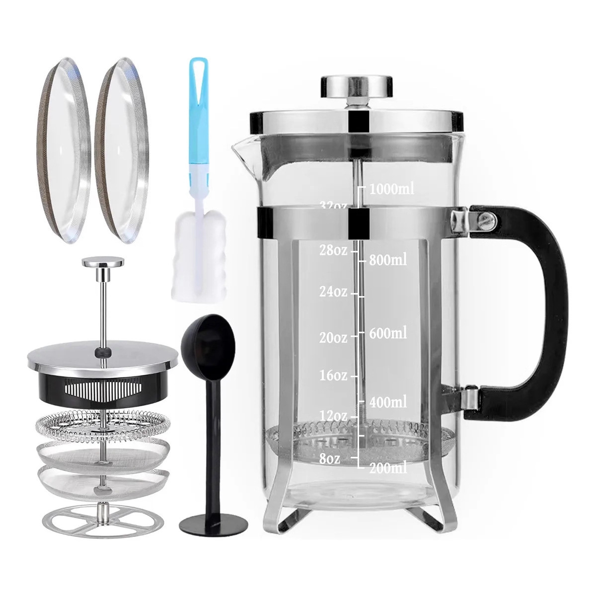 跨境爆款 亚马逊热销 按压式冲茶器 法式法压壶源头工厂供应销售