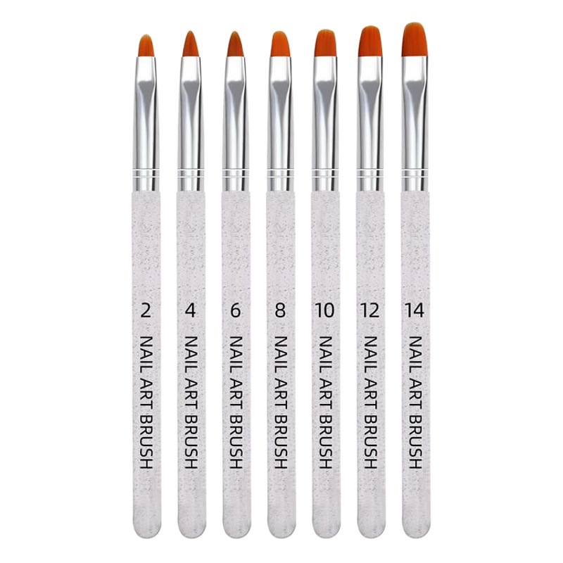 Cross-border exclusivo de 7 piezas transparente varilla de uñas pluma de fototerapia cabeza redonda en forma de lengua con brillo traje de pluma de fototerapia