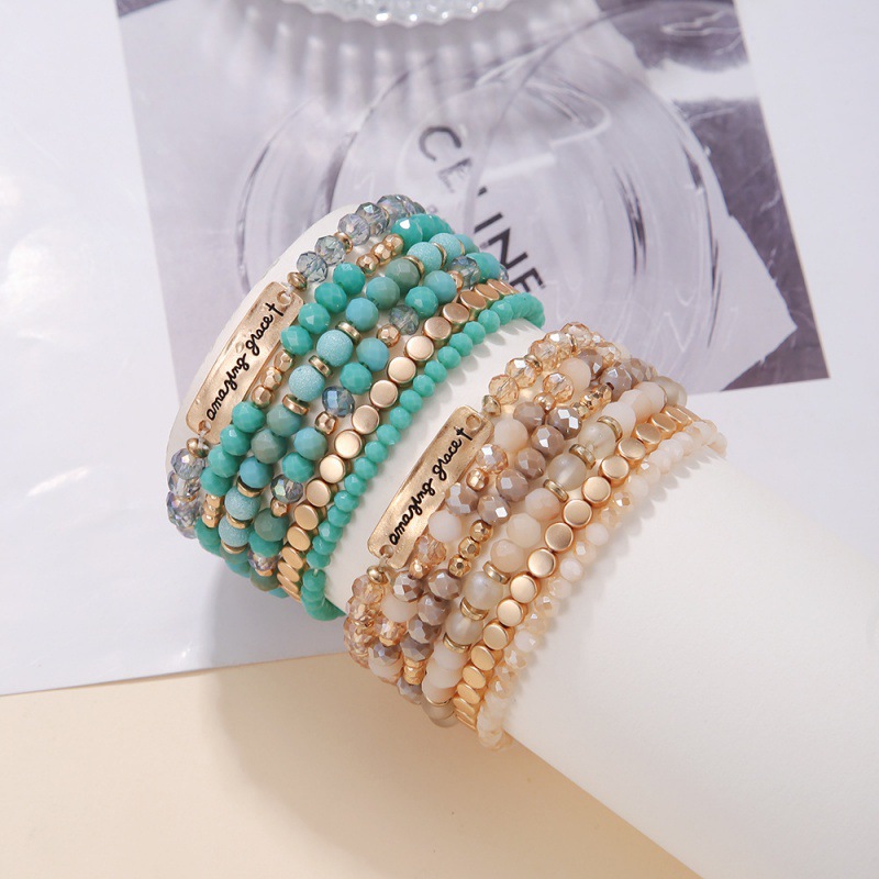 European and American Cross-Border Jewelry Women's Retro Ethnic Style Colorful Beaded Bracelet Fashion Crystal Elastic Bracelet Jewelry Wholesale