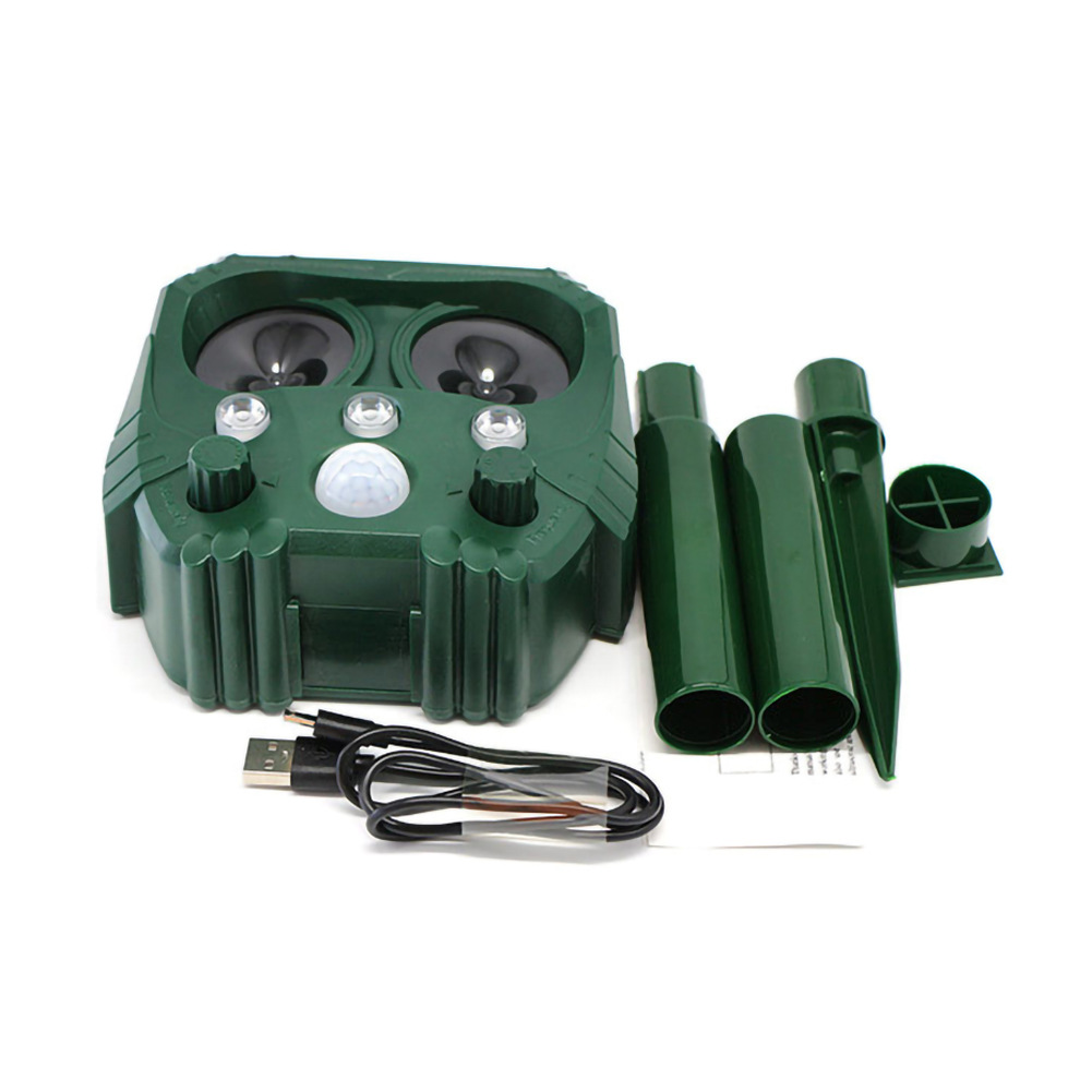 Repelente solar de animales de venta caliente transfronterizo, repelente ultrasónico de ratones para exteriores, repelente de aves con flash de inducción infrarroja