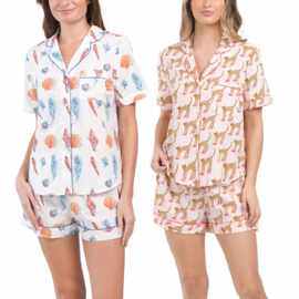 睡衣女夏季新款短袖开衫套装夏季薄款欧美外贸大码家居服批发