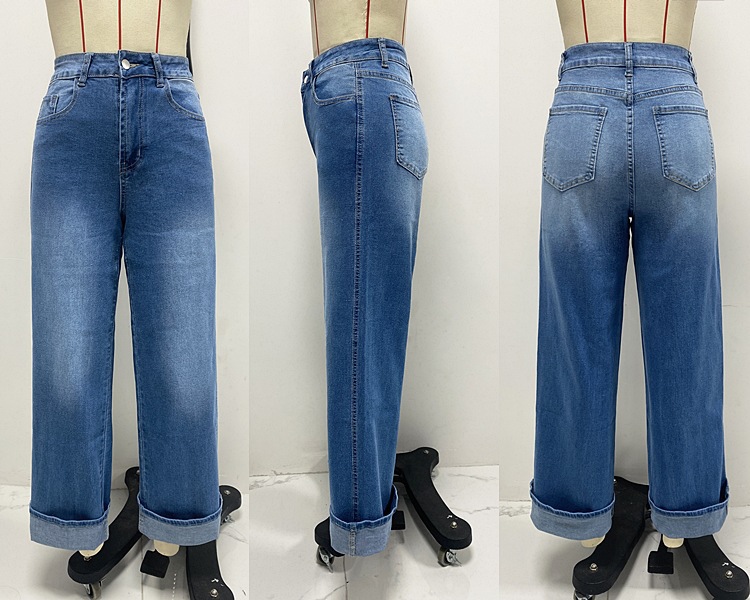 546g Weight Straight Pants Pants Length Cotton, Polyester, Denim Cotton Fabric Type High Waist Waist Line Jeans Pants Type Stretchy Elasticity Holiday Occasion Comfort Function Regular Fit Fit Type Solid Color Pattern Autumn Season Women's Gender Streetwear Style Spring 2025 New Arrival Elastic Straight Jeans Women's Quality Retro Curved-Edge High Waist Trousers 1