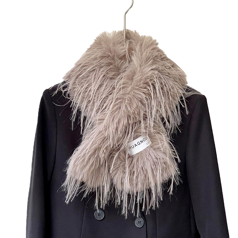 Bufandas de mujeres coreanas de invierno y otoño de peluche largo delgado cuello de visón grueso chale cálido de moda pareja buñuelo