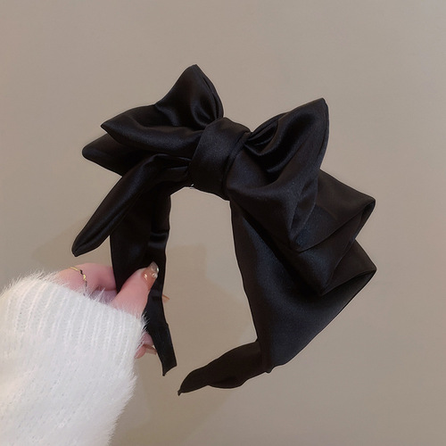  new style black bow headband for women, high-end internet celebrity face wash headband, simple and versatile outdoor hairband