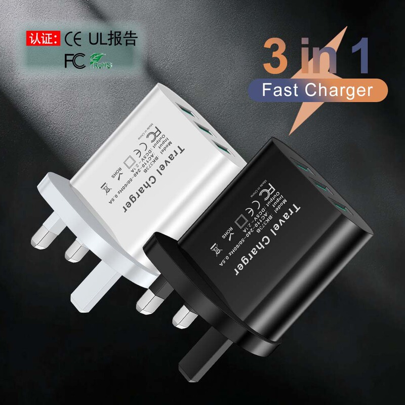 3Usb Mobile Phone Charger 2.1A Multi-Port Adapter Mobile Phone Charging Head Wall Charger Cross-Border Wholesale