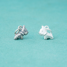 s925纯银实心复古可爱卡通小狗吊坠狗狗挂件diy水晶手链银饰配件