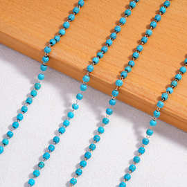 厂家直供蓝松石圆柱散珠4mm DIY链条配件 小清新手工串珠链材料